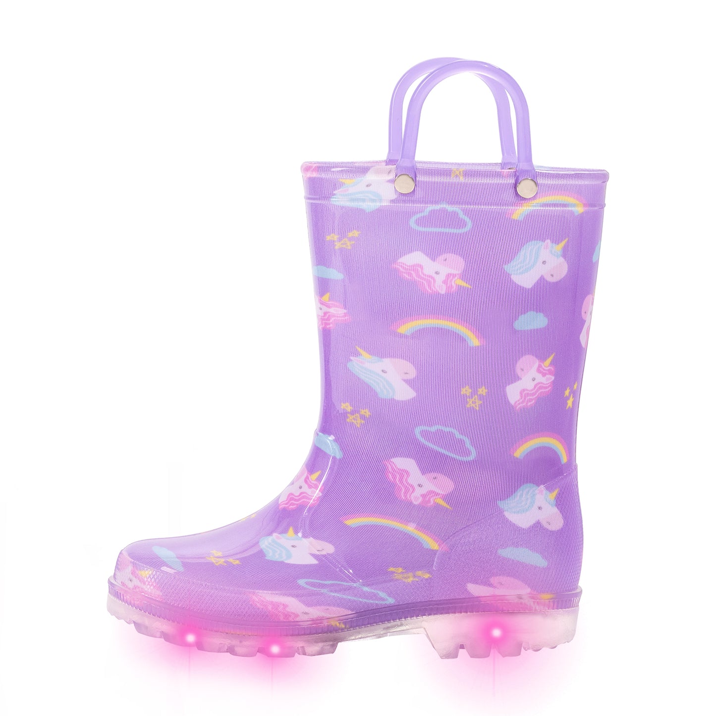 light up kids rain boots purple unicorn