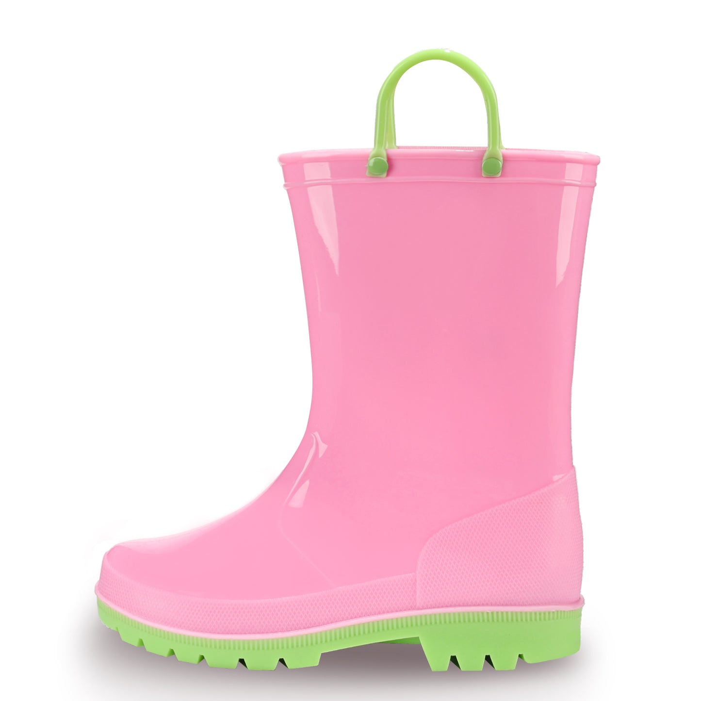 toddler kids contrast pink and yellow contrast rain boots