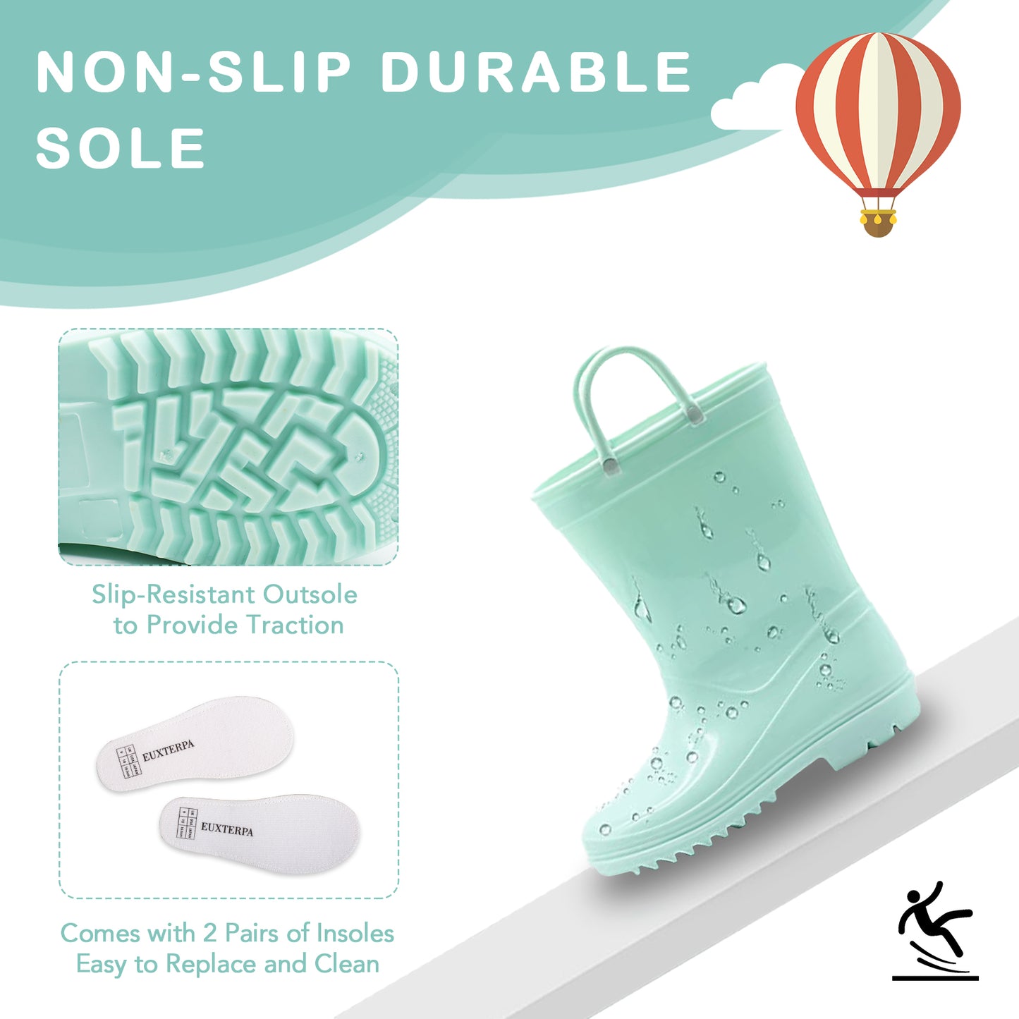 toddler light green rain boots