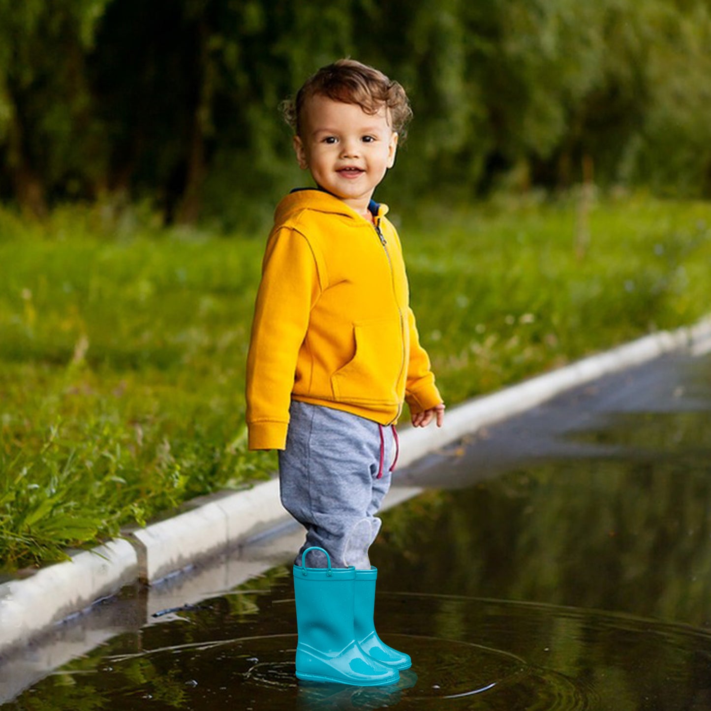 toddler kids solid blue rain boots