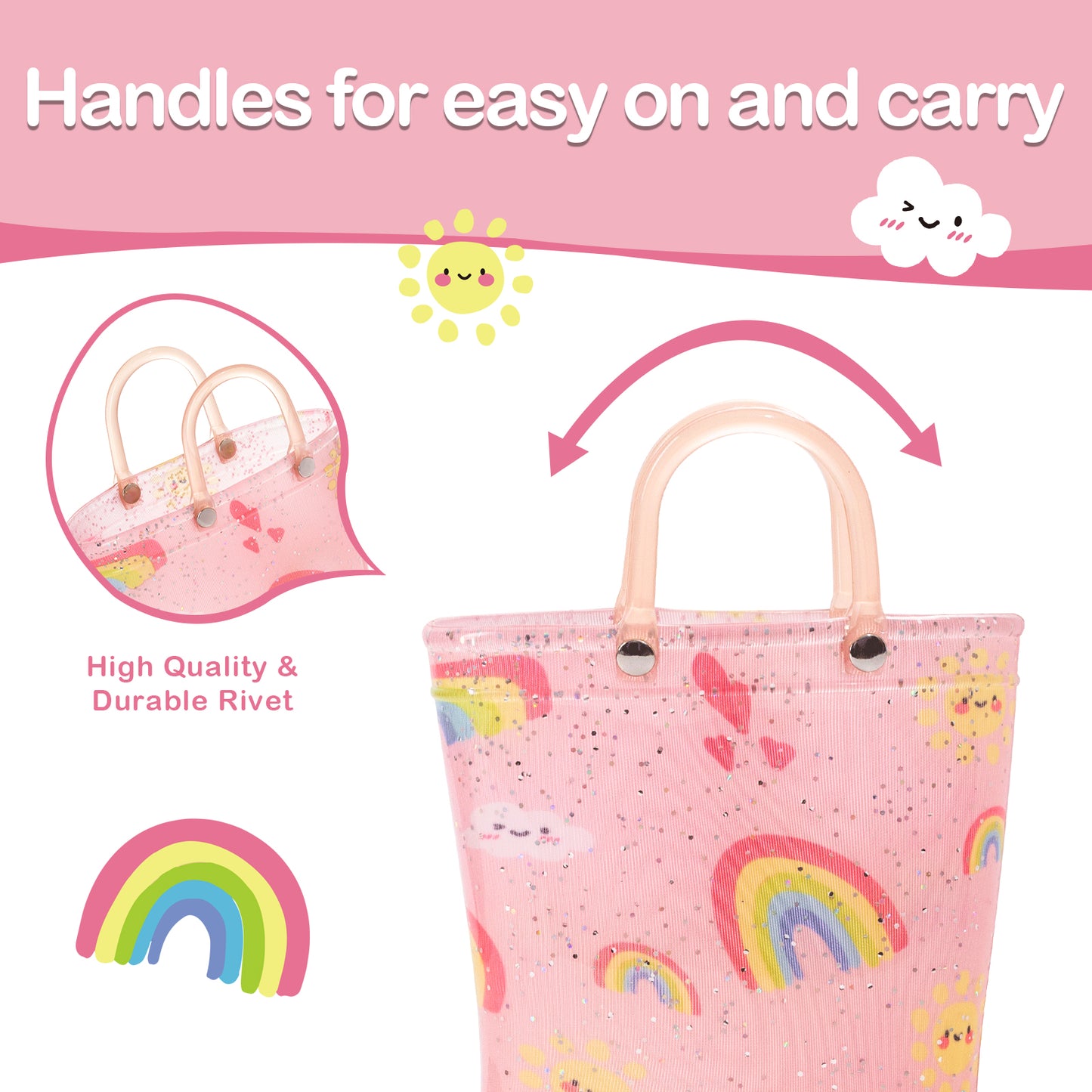 light up pink rainbow rain boots