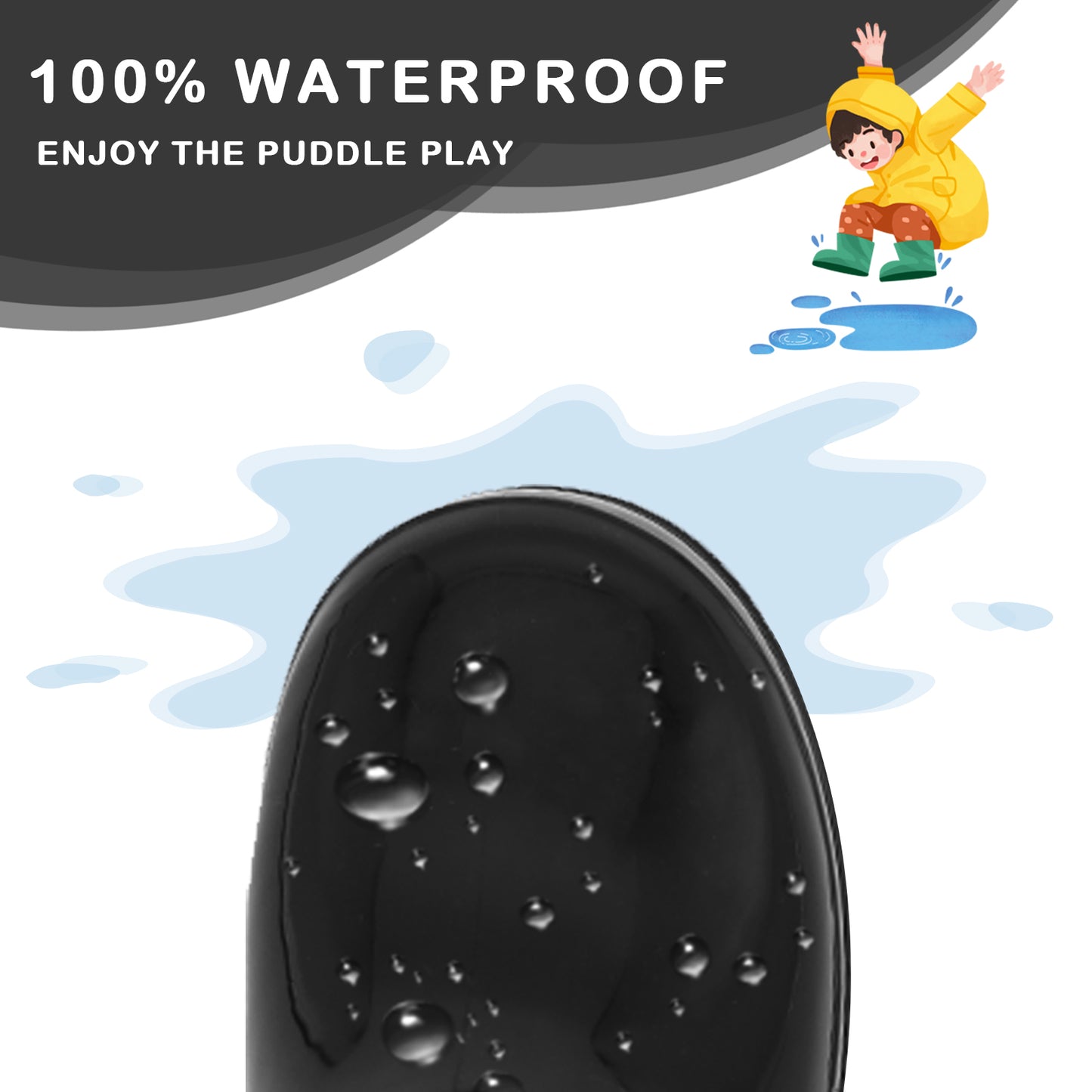 toddler kids solid black rain boots