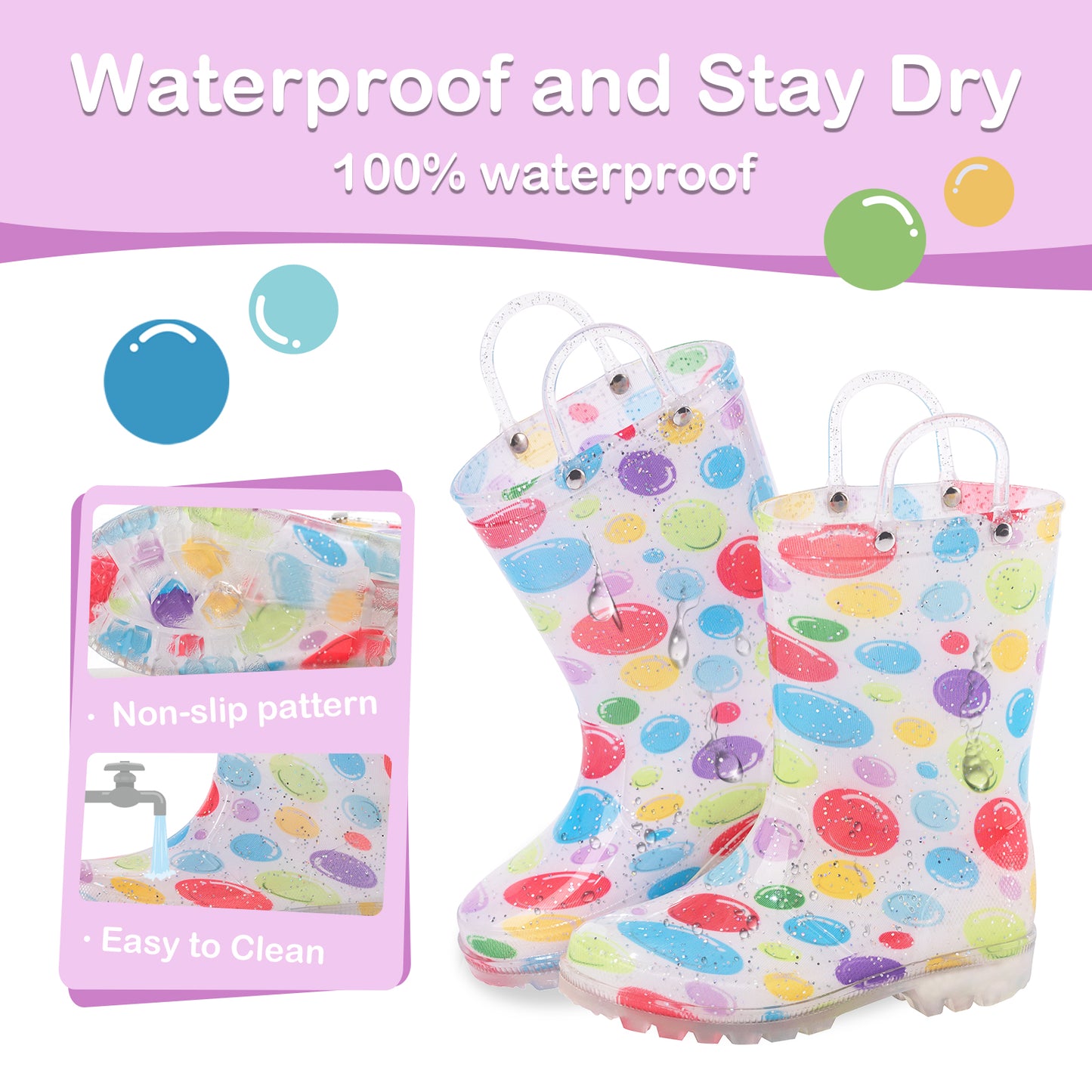 light up colorfu bubblerain boots