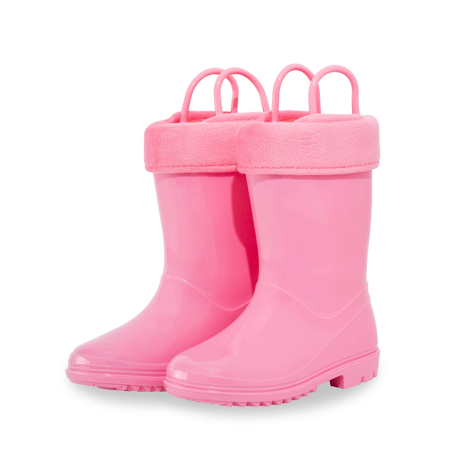 Solid Pink Girls Winter Fleeced Rain Boots