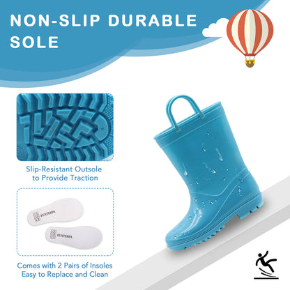Toddler Kids Solid Blue Rain Boots