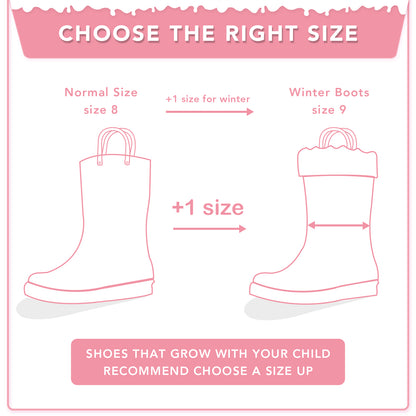 Kid Toddler Solid Pink Warm Rain Boots