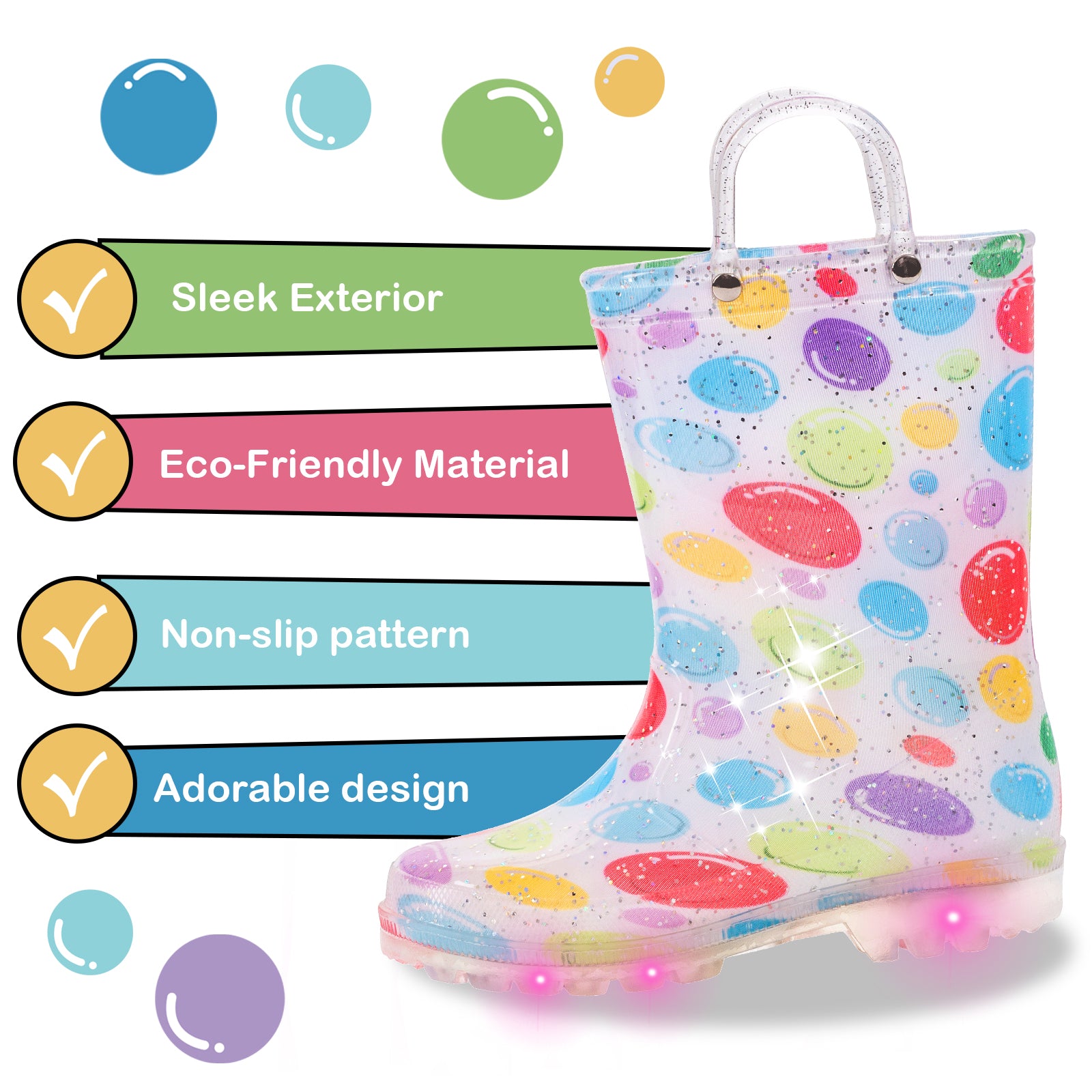 Light Up Colorfu BubbleRain Boots