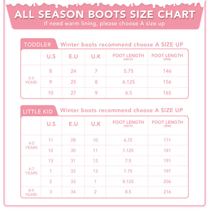 Kid Toddler Solid Pink Warm Rain Boots